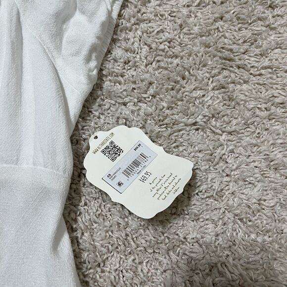 Altar'd State Size Large White Cutout Puff Sleeve Linen Blend Mini Dress NWT - Picture 4 of 8